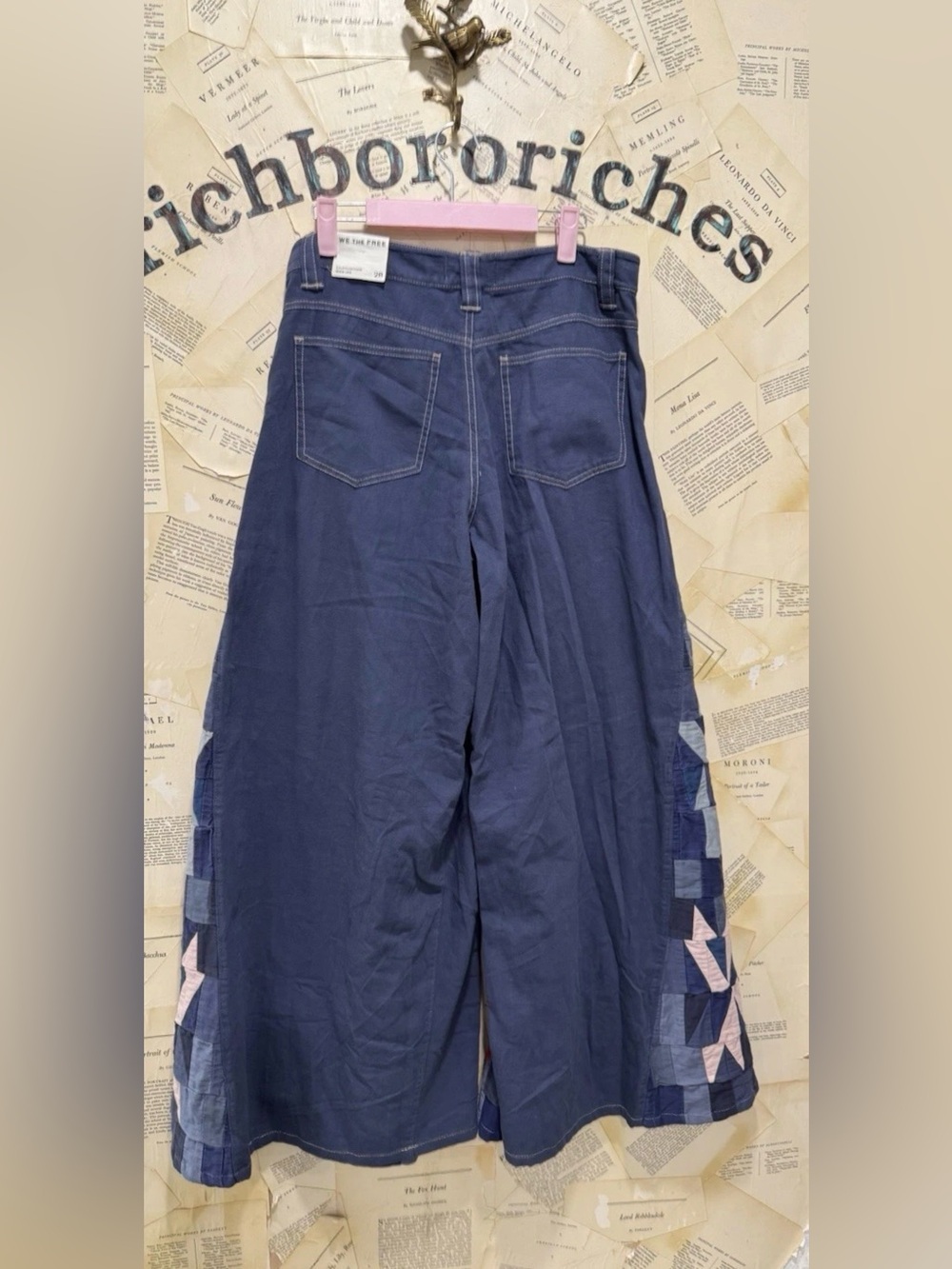 Free People Kaleidoscope Wide Leg Jeans We The Free Patchwork Starry Night - Picture 7 of 7